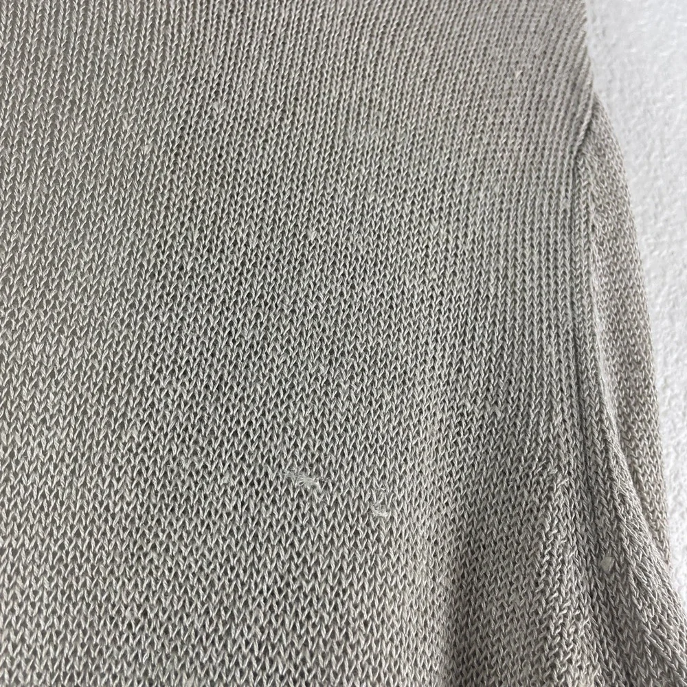J. Jill Cardigan Large Beige Linen Blend Open Front‎ Longline Side Slit Sweater
